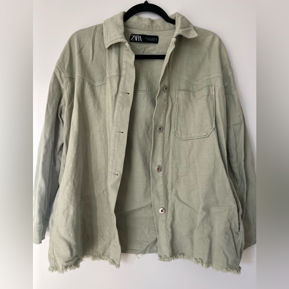 Zara Mint Green Textured Jacket